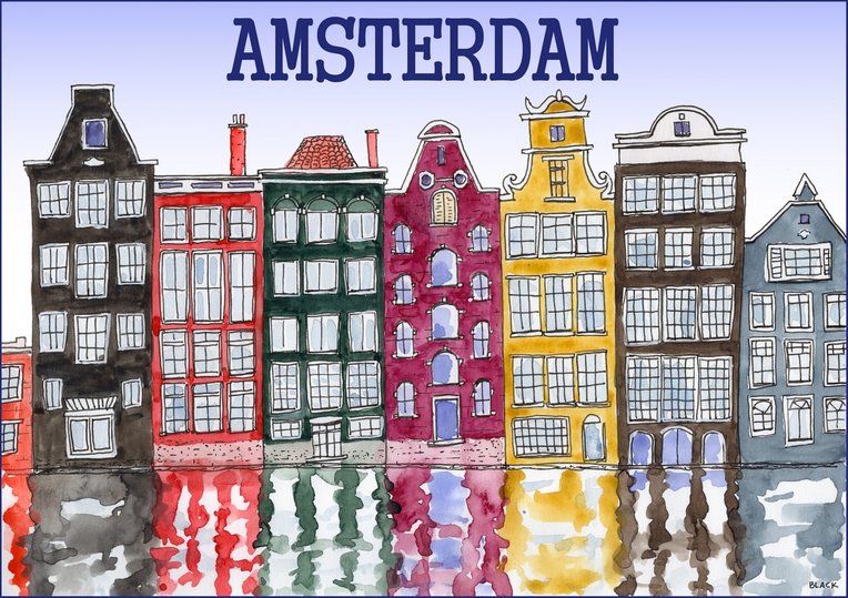 Amsterdam watercolor E. Dominic Black